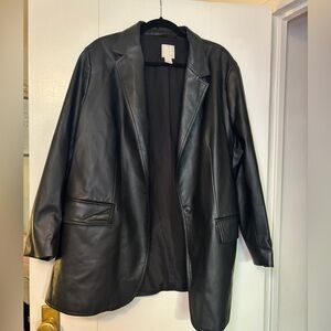 Faux leather black blazer H&M xl